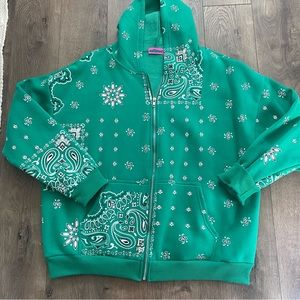 Edikted Green Bandana Print Hoodie